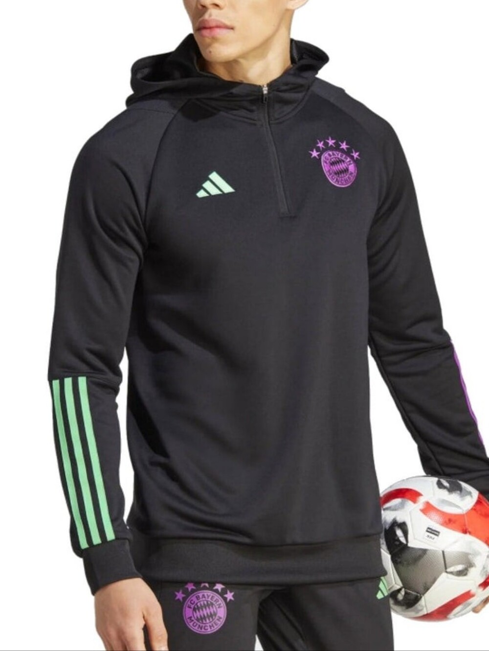 Adidas Bayern Munich Black Hooded Training All-Weather Jacket